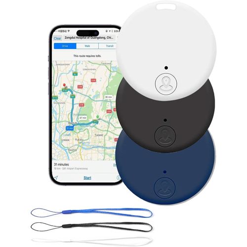 3Pcs Traceur GPS Bluetooth 5.2 Compatible iOS Android,Localisateur Intelligent Multi-Objets pour Clés,Portefeuille,Animaux,Valise,Sac,Alarme Sonore,Portée 15m,Batterie Remplaçable,Avec cordon