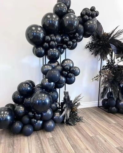 100 Ballons Noirs 30Cm - Ballons De Baudruche Latex Noir Intense Pour Décoration De Mariage, Anniversaire, Soirée Élégante - Pack Décoration Murale & Arche Événementielle