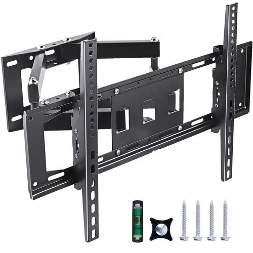 Support Mural TV pour Télévision Plat et Incurvé LCD LED 32-85 Pouces jusqu'à 60KG, Support TV Mural orientable et Inclinable, Bras Doubles Solides et Robustes, Max VESA 600x400mm