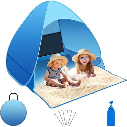 Checarzhn--No1-Tente De Plage Pop Up, Tente De Plage Automatique, Portable Abri De Plage, Avec Protection Uv 50 +, Avec Sac De Transport Et Piquets Pour Famille Plage, Jardin, Camping