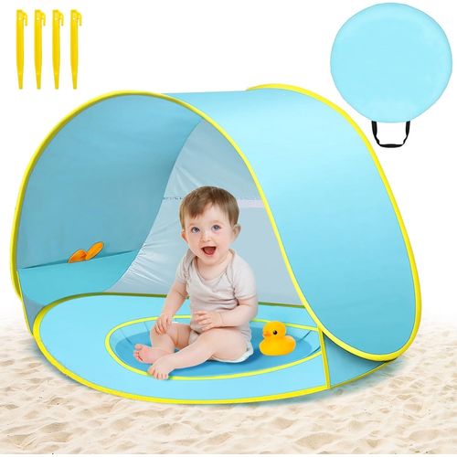Checarzhn--No1-Tente De Plage Pop-Up, Tente De Plage Anti Uv, Automatique, Facile À Installer, Convient Pour La Famille, Le Pique-Nique, Le Camping (Bleu)