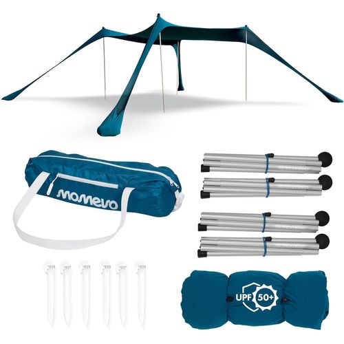 Checarzhn--No1-Sunsail Big Family Tente De Plage ¿ Voile D'ombrage De Plage Avec Protection Uv Certifiée Upf50+ (Jusqu'à 6 Personnes, Bleu Pétrole)