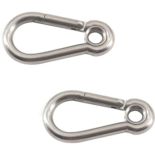 Checarzhn--No1-Mousqueton À Ressort Robuste En Acier Inoxydable 304 Pour Hamacs, Camping, Porte-Clés, Chaîne De Chien, Porte-Clés (Lot De 2) 10 X 100 Mm