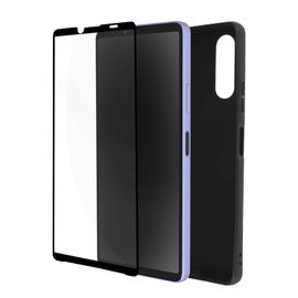 Coque Sony Xperia 10 Iv Silicone Gel Souple Noir Et Verre Trempé 9h Contour Noir