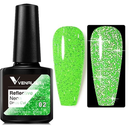 Vernis Semi Permanent Pastel Néon Vert Pailleté Reflechissante Gel Polish Uv Led Soak Off Paillettes Réfléchissant Brillant Nail Art Vernis À Ongles 