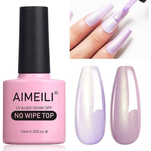 2 En 1 Brillant Perle Top Coat Vernis À Ongles Gel Semi Permanent Nacré Glitter Finish No Wipe Top Coat Longue Durée 10ml-09 