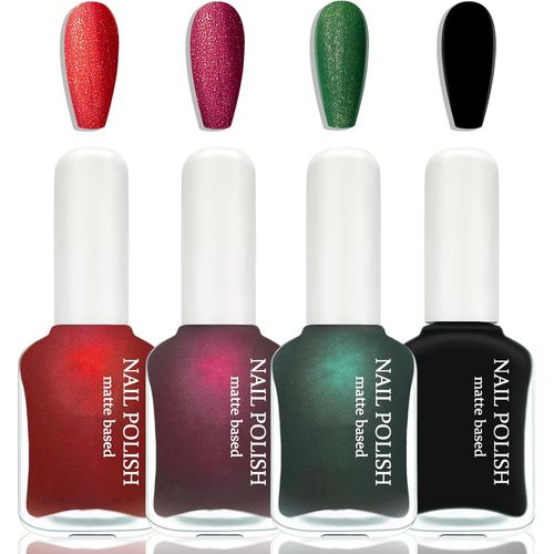 Vernis À Ongles À Paillettes-Rouge-Sans Lampe Uv-Séchage Rapide-Longue Durée-Pour Femme-Diy 