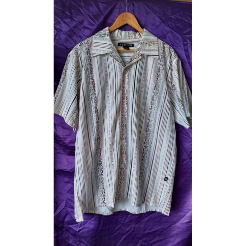 Chemise Blanche À Rayures Et Motifs Dorés New Gen Polyester L Très Belle Chemise !