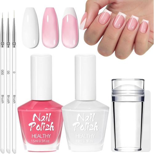 Vernis À Ongles À Séchage Rapide-Rose Transparent-Brillant-Naturel-Vernis À Ongles Régulier-Sans Lampe Uv-Pour Femmes Et Filles 