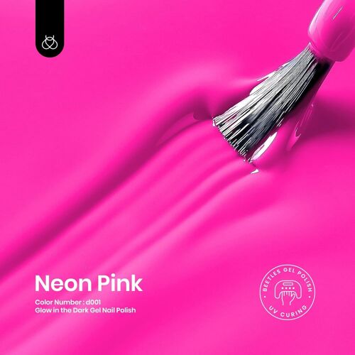 Beetles 15 Ml Rose Fluorescent Vernis Semi Permanent Lueur, Rose Fluo Lumineux Vernis À Ongles Gels Sèche Sous Lampe Uv/Led, Cadeaux De Manucure Nail Art Bricolage 