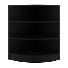 Comptoir De Vente Unité De Coin En Mdf Mélamine Noir Lm60 Meuble De Rangement Modulaire Incurvé 3 Étagères Internes Devant Ouvert 60 X 90 X 60 Cm Affichage De Marchandise Vêtements Bijoux Commerce