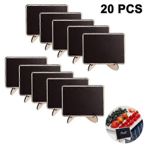 Paquet de 20 mini panneaux de tableaux noirs avec marqueur de craie liquide,petites étiquettes de tableau noir en bois avec chevalets de support,marque-places Panneaux alimentaires Tableaux noirs pour