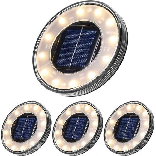 Lampadaire Solaire Led Pack De 4,Tomshine 12 Leds Éclairage Extérieur Solaire,Étanche Ip68