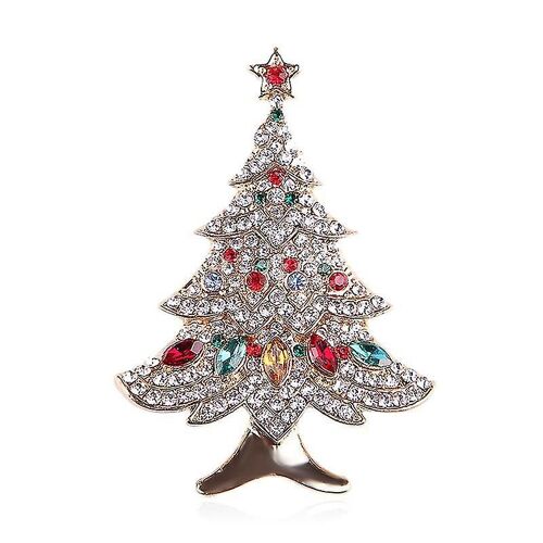 Wabjtam 1pc Vintage Coloré Arbre De Noël Strass Broche Broche Mariage Fête Bijoux
