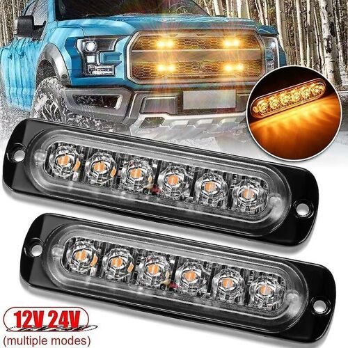 2pc Flash Strobe Led Lampe Latéral Marqueur Feux D'avertissement Voiture Camion Remorque Aluminium,Jaune