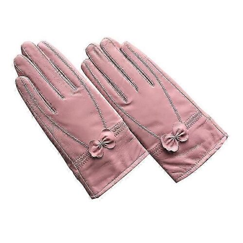Gants d'hiver chauds en cuir PU,dames de luxe femmes douces avec fourrure polaire doublée écran tactile conçu T