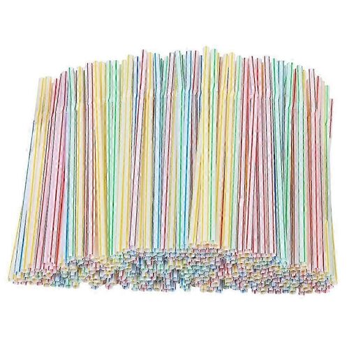 200 pailles en plastique 8 pouces de long multicolore rayé litable