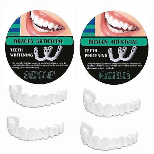 2 Paires Silicone Imitation Bretelles Upper Lower Teeth Whitening Stickers Profession Perfect Smile Vene
