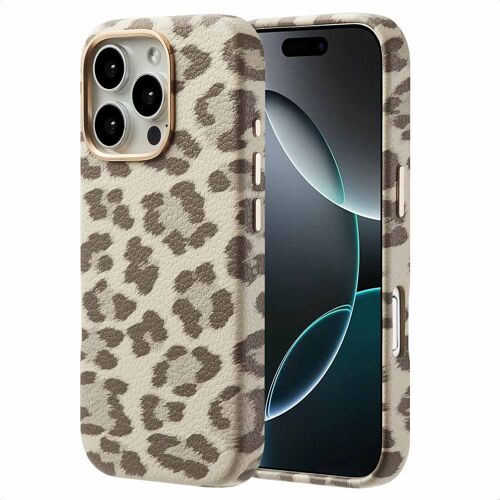 Selencia Coque Sabi imprimé panthère avec MagSafe iPhone 16 Pro Soft Ivory
