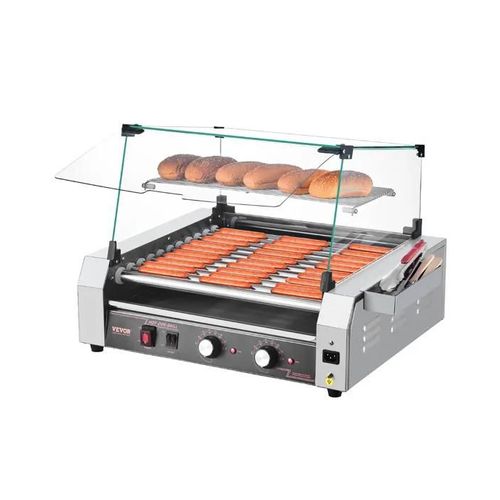Rouleau à Hot-dogs-VEVOR-11 Rouleaux-30 Hot-dogs-Machine à Griller les Saucisses en Acier Inox-Étagère Amovible