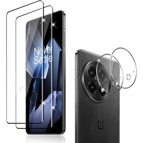 CAUC-pour ONEPLUS 13 5G Verre Trempé + CaméRa ArrièRe Protecteur,¿2+2 Pièces¿ 9H Dureté aux Rayures RéSistant Verre Trempé Membrane, sans Bulles HD Protection DéCran CaméRa Film