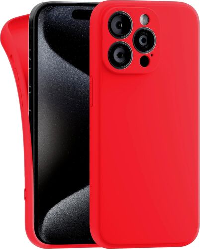KALANKA-Coque Compatible avec iPhone 15 Pro Max - [ Case Camera Protection ] TPU Souple & Soft - Cover Extra Fine & Légère - Étui Anti Choc - Rouge