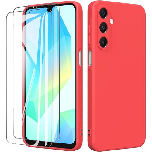 Coque Silicone Liquide Tpu Ultra Fine Pour Samsung Galaxy A16 (5g/4g) + 2 Protections Écran - Antichoc, Souple - Rouge