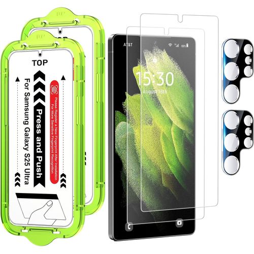 Mat Protection D'écran Pour Samsung Galaxy S25 Ultra, 2+2 Pièces Pet Film Ecran Matte Screen Protector S25 Ultra, Et 2x Verre Trempé Camera Objectif Protecteur, 6,8 Pouces