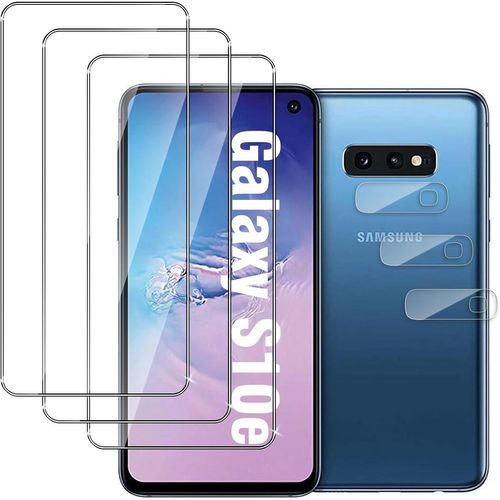 ERYI-Lot De 6, 3 X Verre Trempé Pour Samsung Galaxy S10E Et 3 X Protection Ecran Caméra Arrière,3D Incurvé Couverture,Sans Bulles D'Air,Dureté 9H Glass,Compatible Samsung Galaxy S10E