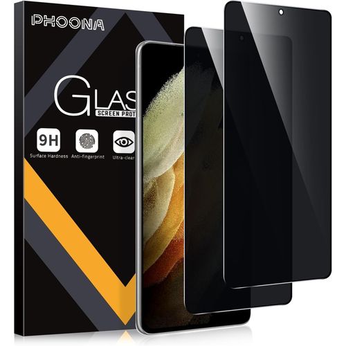 CAUC-2 Pièces Anti-Espion Verre Trempé pour Samsung Galaxy S21 Ultra, Privacy Protection D'écran pour Samsung S21 Ultra, Anti-Peeping, Anti-Spy, Dureté 9H, Anti Rayures Film Protection