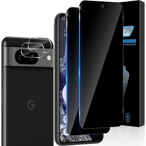 Verre Trempé Anti-Espion Couverture Complète Pour Google Pixel 8 5g Avec Caméra Arrière Protecteur [2+2 Pièces], Dureté 9h Privacy Film Protection Écran De Confidentialité[Tre893661]