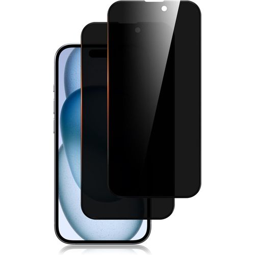Eryi-2 Pièces Protection D'écran Anti-Espion Pour Iphone 15/Iphone 16 Avec Protection D'objectif De Caméra, Film En Verre Trempé (Noir)