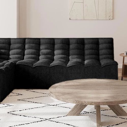 Canapé Droit Convertible 2 Places En Tissu Noir