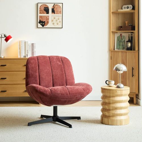 Fauteuil Swivel Pivotant En Tissu Terracotta