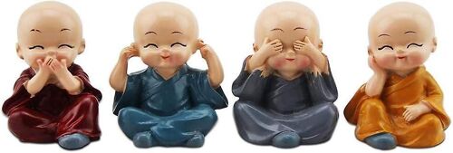 4 Pièce Mignon Moine Figurines Petite Statue De Résine,Sage Kung Fu Bouddha Créatif Artisanat Ornem