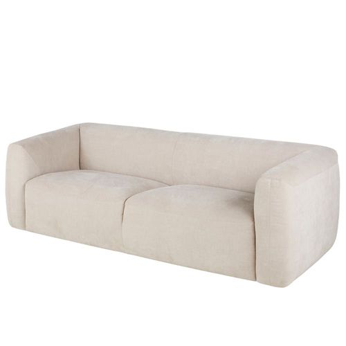 Canapé 3 Places En Textile Velouté Beige