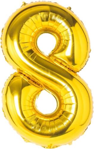 Ballon Chiffre Doré 110 Cm Géant En Mylar Idéal Pour Fête Adapté À L'Hélium Numéro 8