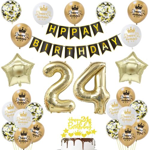 Ballon 24 Ans Anniversaire Femme Homme Noir Or Decoration Anniversaire Femme 24 Ans Anniversaire Homme,Ballon Anniversaire 24 Ans Homme 24 Anniversaire Noir Or Ballon 24 Birthday Decoration Homme