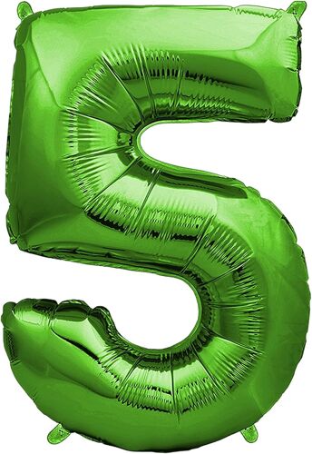 SJZG-® Ballon Anniversaire 5 Ans Vert - 101 Cm Ballon Chiffre - Deco Kit Anniviersaire Garçon - Happy Birthday Decoration - Ballon Joyeux Anniversaire - Vole Grâce À L'Hèlium
