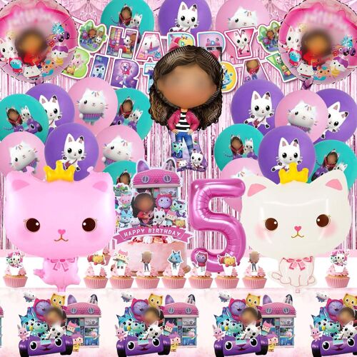 52 Pieces Gabb Birthday Decoration 5 Years - Party Supplies Set With Balloons And Cake Topper