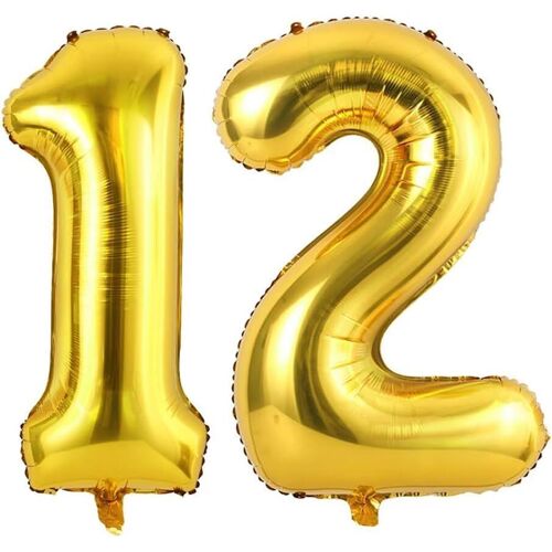 32'' Ballon Chiffre Anniversaire 12/21 Or, Ballon Numero 12/21 Deco Birthday, Balloon 12/21 Numéro Party Deco 86Cm