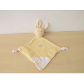 doudou lapin blanc jaune sucre d'orge
