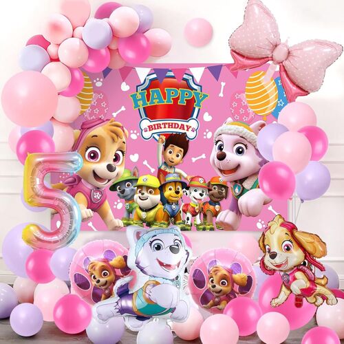5 Year Old Girl's Birthday Decoration, Dog Balloon Kit For 5 Years, Dog Balloons Party, Decoration Balloon Birthday Dog, Decoration For Children's Birthday Background