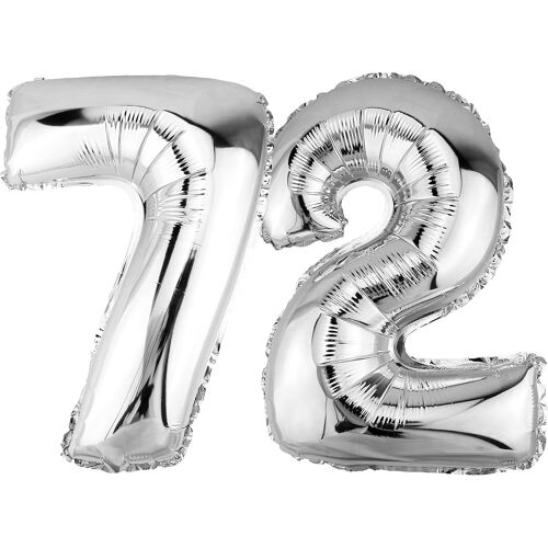 Ballon Gonflable Argenté 82 Cm Pour Anniversaire, Jubilé, Mariage (Chiffre 72)