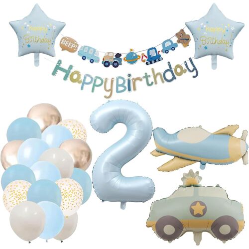 Deco Anniversaire Tracteur 2 Ans Fille Ballon 2 Ans Anniversaire Bleu Pastel Ballon Chiffre 2 Décoration