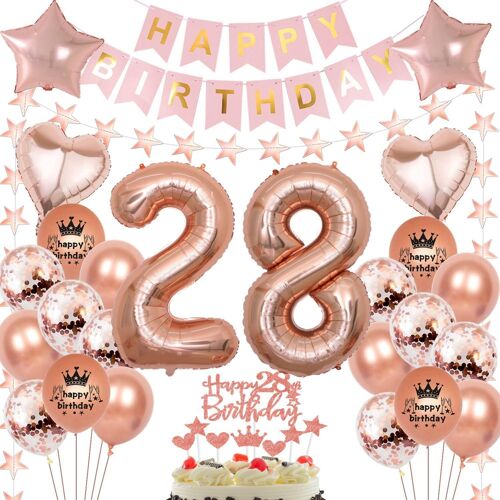 Rose Gold Balloon 28Th Birthday Woman - Party Decoration