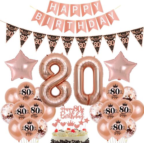 Noir Or Rose Ballon 80 Ans Anniversaire Décoration Gâteau Or Rose 80 Ans Anniversaire Femme Décoration Anniversaire 80 Ans Femme Or Rose Ballon Feuille 80 Deko 80 Ans Anniversaire Femme Ballon