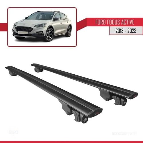 Compatible Avec Ford Focus 4 (C519) Active 2018-2025 Hook Model Barres De Toit Railing Porte-Bagages De Voiture Noir Alu 2 Barres