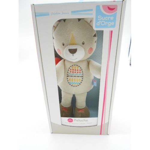 Doudou Chat Grand Modèle Indien Beige Aztèque