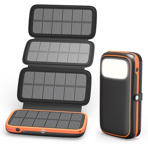 Batterie Externe Solaire 10 000 Mah ¿ Chargeur Portable À Charge Rapide 15 W Avec 4 Panneaux Solaires ¿ Batterie Usb C In/Out Avec Lampe De Poche Led Pour Iphone 16/15/14/13 Galaxy Et Campin[Z1285]